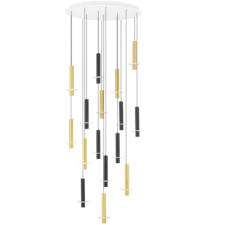 LUCES NOEMI cascading LED pendant lamp made of metal brass alabaster