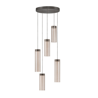 LUCES BRIELLE cascading LED pendant lamp with 5 glass shades