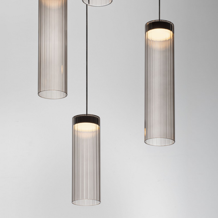LUCES BRIELLE cascading LED pendant lamp with 5 glass shades