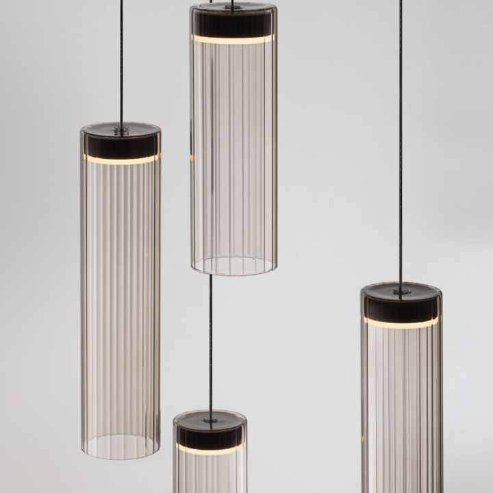 LUCES BRIELLE cascading LED pendant lamp with 5 glass shades