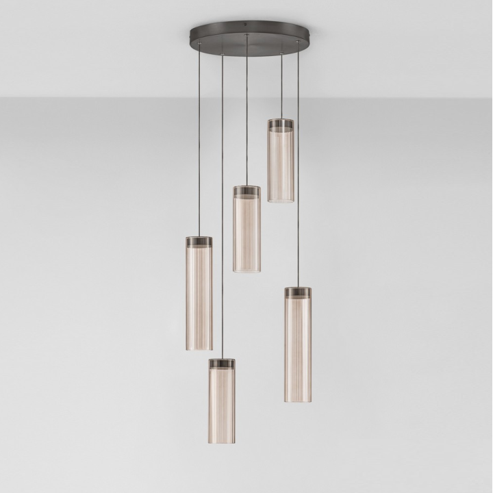 LUCES BRIELLE lampa wisząca LED kaskadowa z 5 szklanymi kloszami