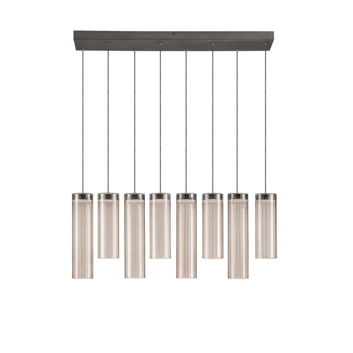 LUCES BRIELLE elongated LED pendant lamp with 8 glass shades