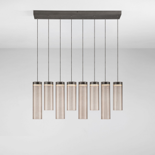LUCES BRIELLE elongated LED pendant lamp with 8 glass shades