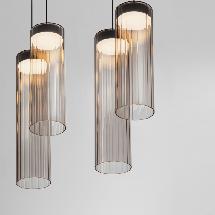 LUCES BRIELLE podłużna lampa wisząca LED z 8 szklanymi tubami