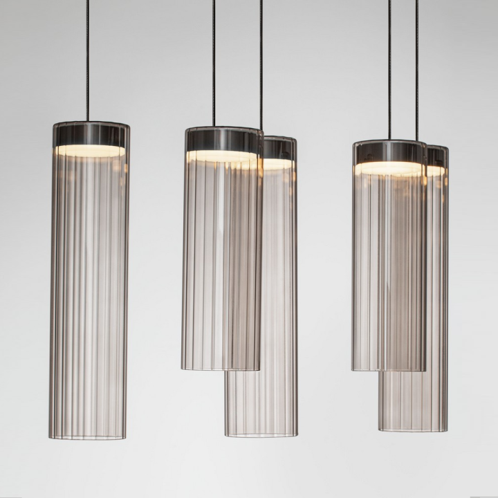 LUCES BRIELLE podłużna lampa wisząca LED z 8 szklanymi tubami