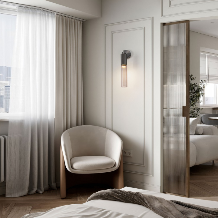 LUCES BRIELLE 5W 3000K LED wall lamp made of metal and ribbed glass