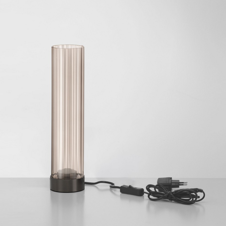 LUCES BRIELLE lampa stołowa LED 5W ciemne szkło ryflowane