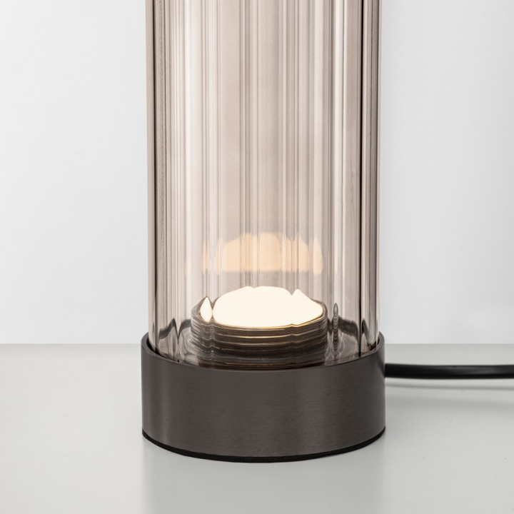 LUCES BRIELLE lampa stołowa LED 5W ciemne szkło ryflowane
