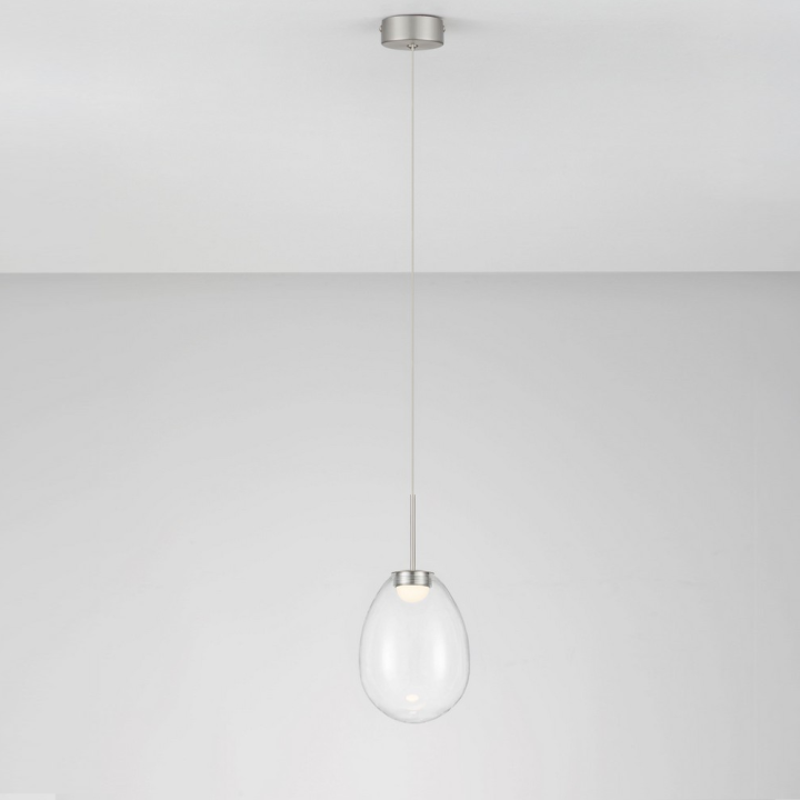LUCES BRITA single LED pendant light 4W, glass and nickel