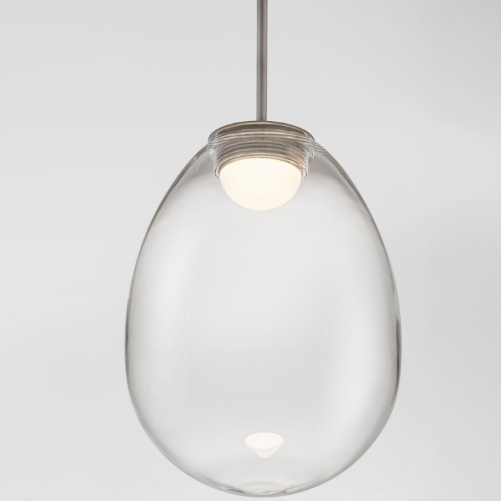LUCES BRITA single LED pendant light 4W, glass and nickel