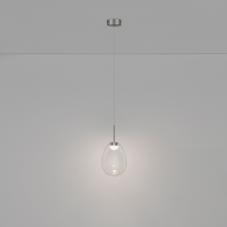 LUCES BRITA single LED pendant light 4W, glass and nickel