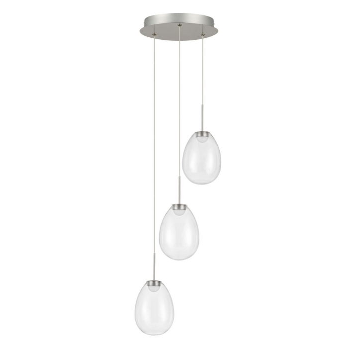LUCES BRITA 12W triple LED pendant light with cascading glass shades