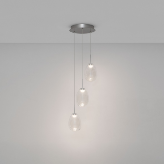 LUCES BRITA 12W triple LED pendant light with cascading glass shades
