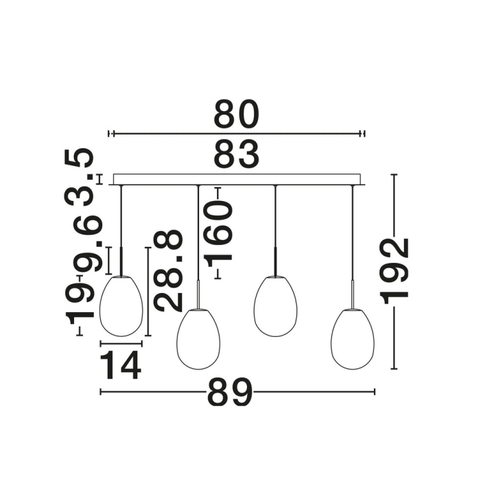 LUCES BRITA 16W 3000K LED pendant lamp with glass drop-shaped shades