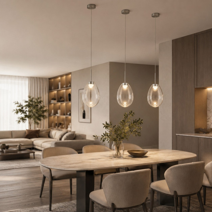 LUCES BRITA pojedyncza lampa wisząca LED 4W szkło i nikiel