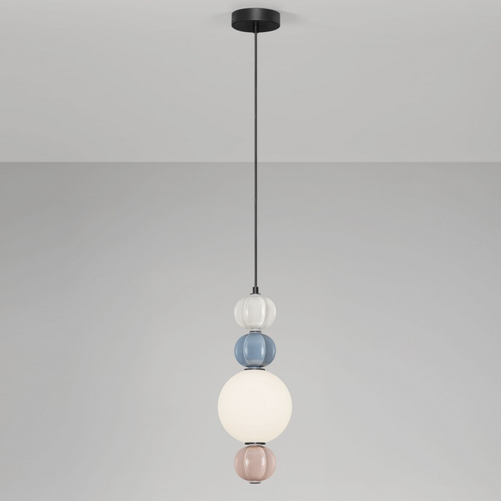 LUCES DAZZ lampa wisząca LED 7W kolorowa ceramika i biała szklana kula
