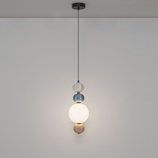 LUCES DAZZ lampa wisząca LED 7W kolorowa ceramika i biała szklana kula