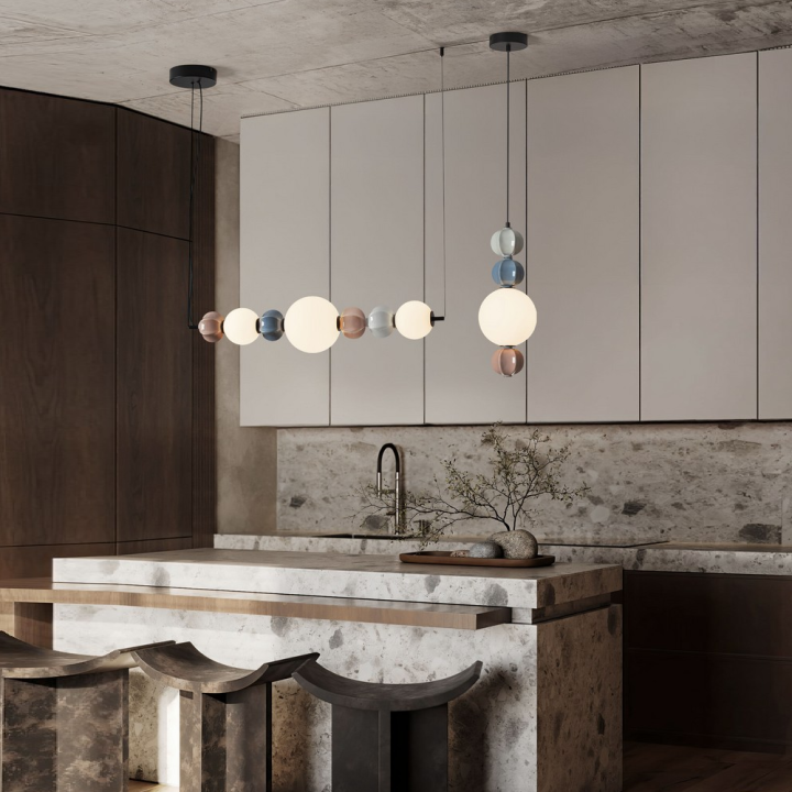 LUCES DAZZ 7W LED pendant lamp  colorful ceramic and white glass globe