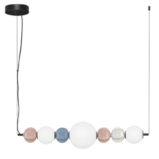 LUCES DAZZ podłużna lampa wisząca LED kolorowa ceramika i białe kule