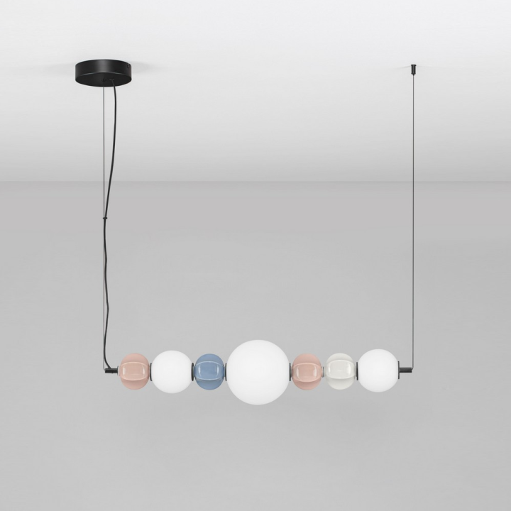 LUCES DAZZ LED pendant light colourful ceramic and white glass globes
