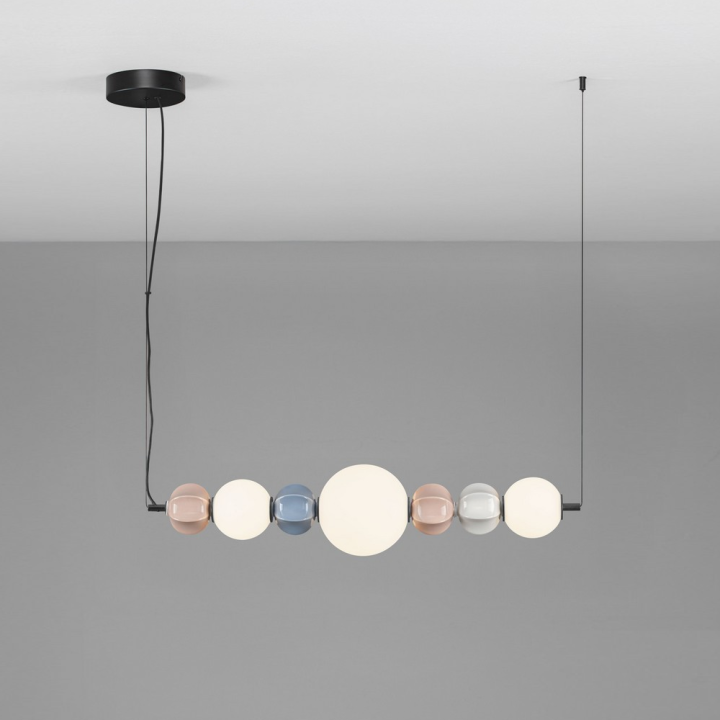 LUCES DAZZ LED pendant light colourful ceramic and white glass globes