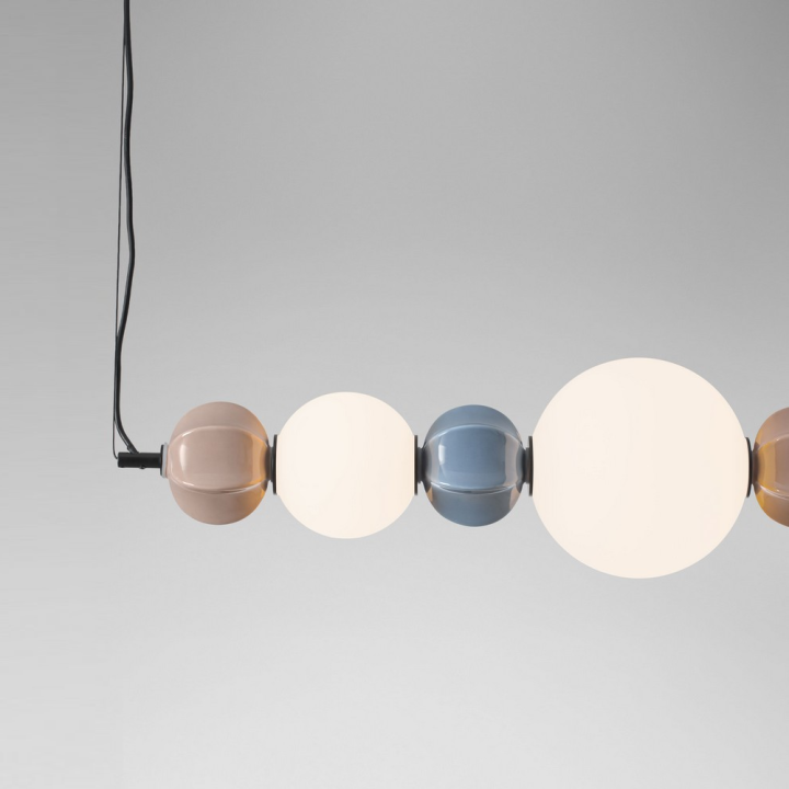 LUCES DAZZ LED pendant light colourful ceramic and white glass globes