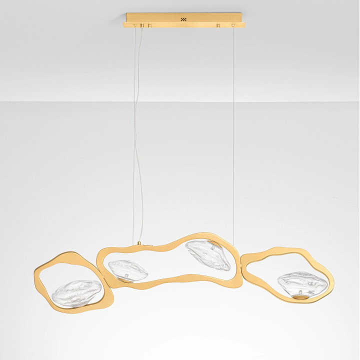 LUCES DENISE złota lampa wisząca LED efektowne szkło 120cm
