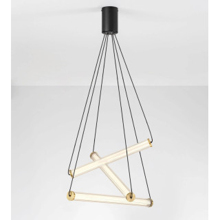 LUCES ELIOT złoto-czarna lampa wisząca LED 33W szklane rurki 55cm