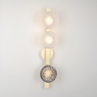 LUCES FLOSSIE LED wall light 14W, brushed gold, opal and smoked glass
