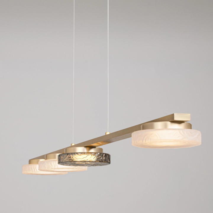 LUCES FLOSSIE LED pendant light 20W, 120cm brushed gold and glass