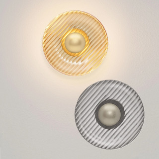 LUCES LAVINA round glass LED wall light 8W, &Oslash;25cm, gold or grey