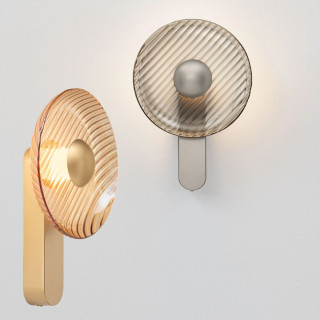 LUCES LAVINA round glass LED wall light 8W, &Oslash;25cm, gold or grey