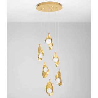 LUCES MALORY malowana na złoty lampa wisząca LED 27W z mlecznymi kloszami