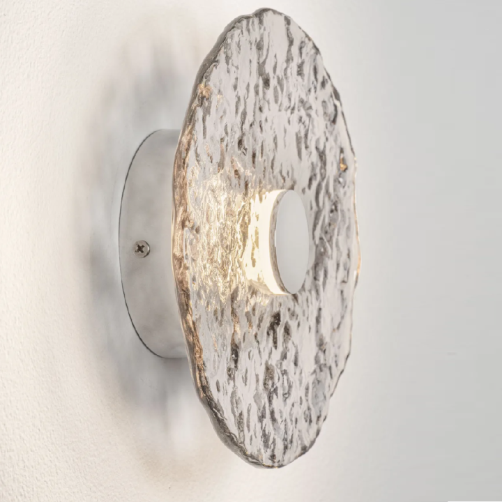 LUCES DELION okrągły szklany kinkiet LED 20cm 5W 3000K chrom