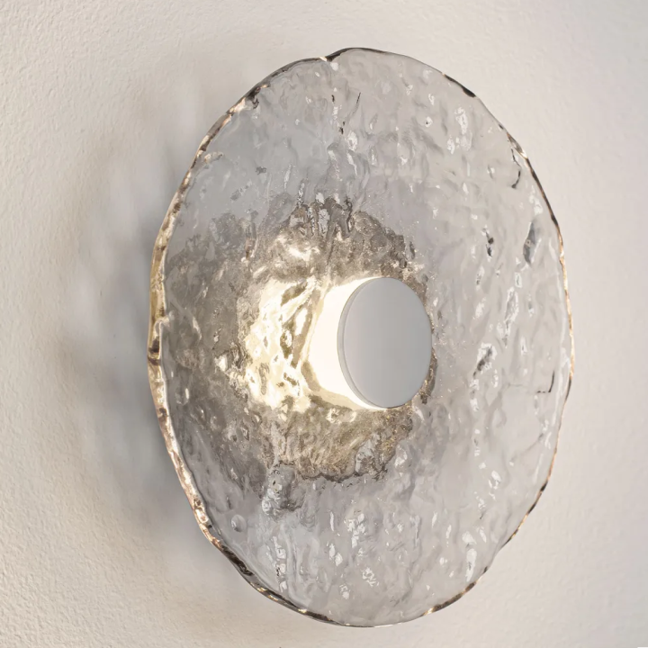 LUCES DELION okrągły szklany kinkiet LED 20cm 5W 3000K chrom