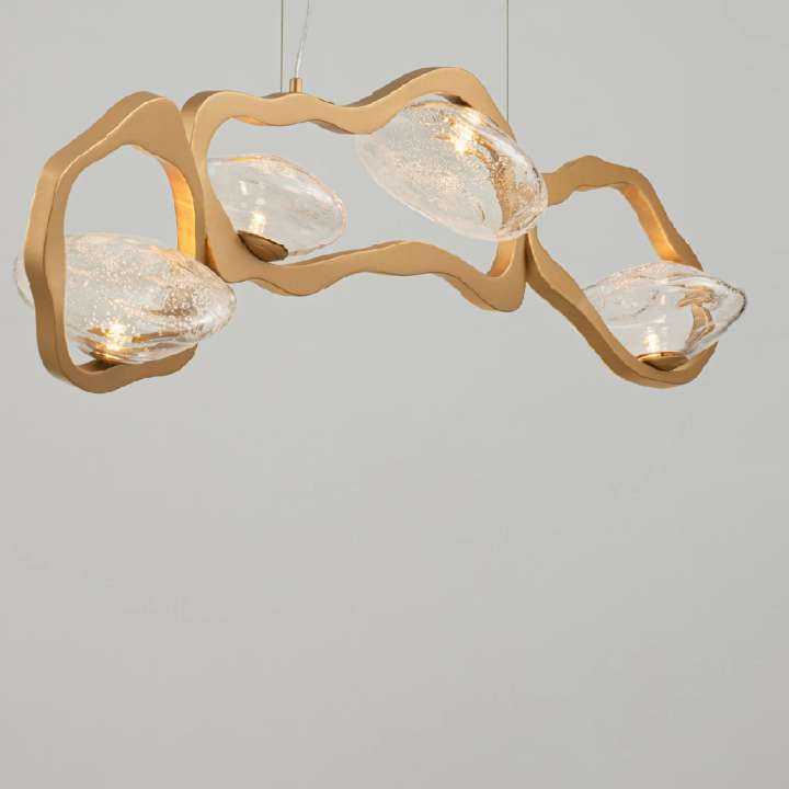 LUCES DENISE złota lampa wisząca LED efektowne szkło 120cm