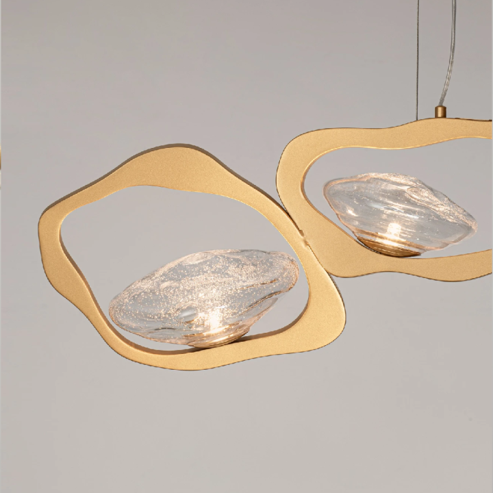 LUCES DENISE złota lampa wisząca LED efektowne szkło 120cm