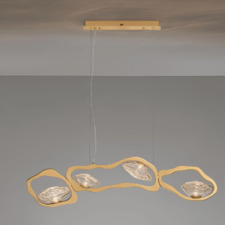 LUCES DENISE złota lampa wisząca LED efektowne szkło 120cm