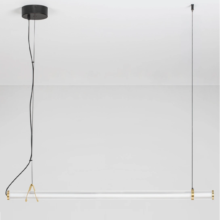 LUCES ELIOT złoto-czarna lampa wisząca LED 20W szklana rura 102cm