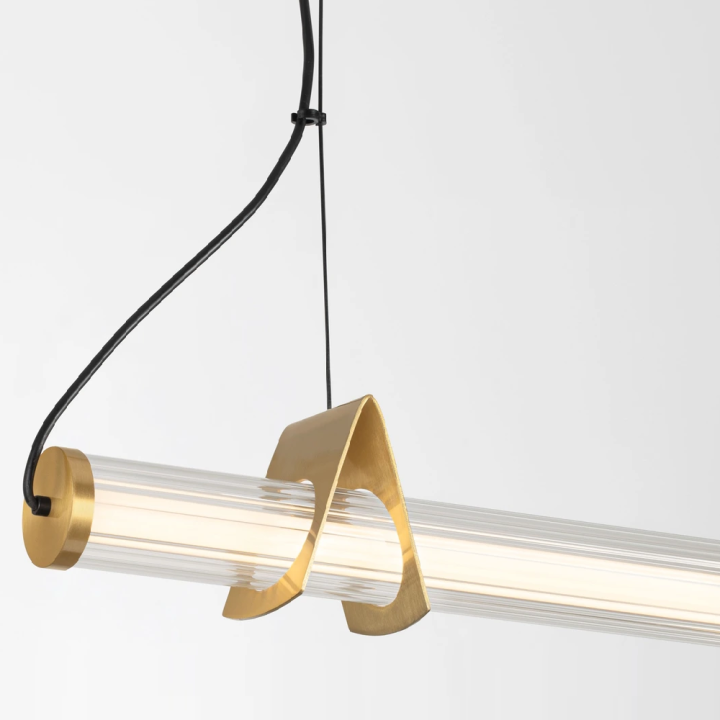 LUCES ELIOT złoto-czarna lampa wisząca LED 20W szklana rura 102cm