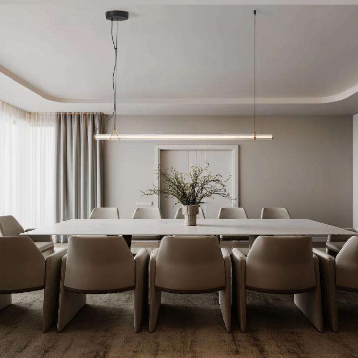 LUCES ELIOT gold and black LED pendant light 20W, 102cm glass tube