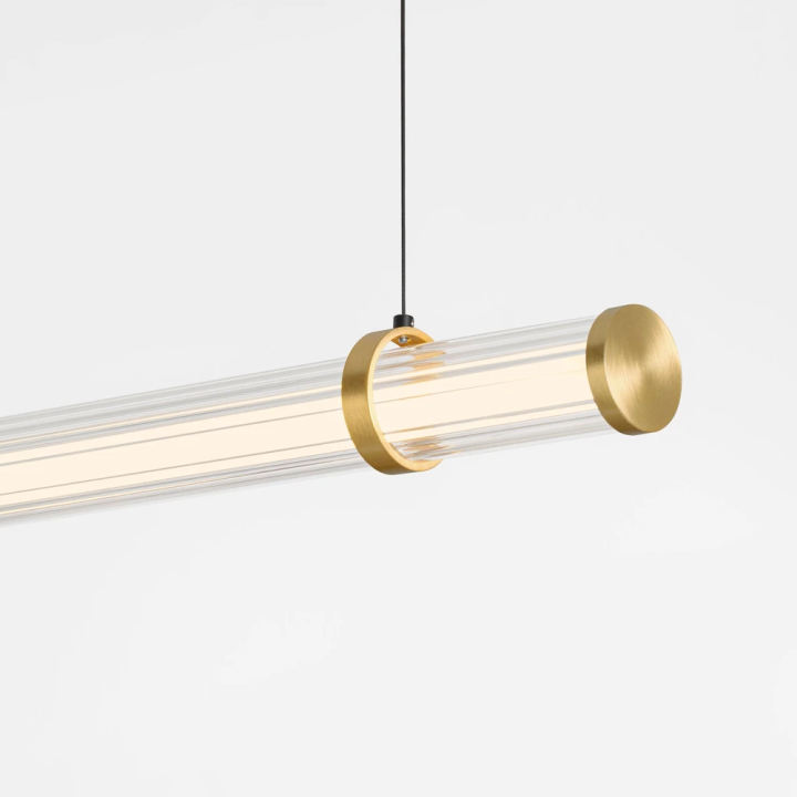 LUCES ELIOT gold and black LED pendant light 20W, 102cm glass tube