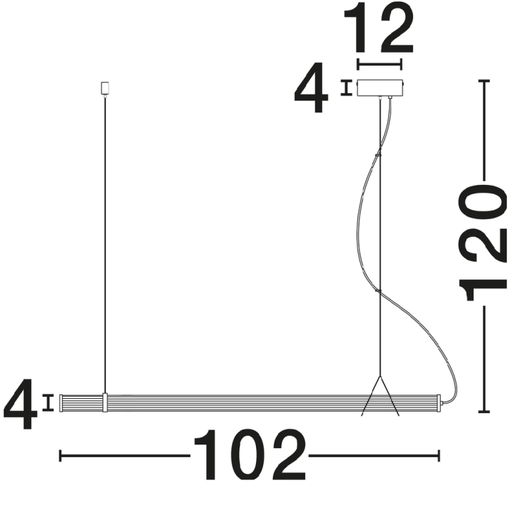 LUCES ELIOT gold and black LED pendant light 20W, 102cm glass tube