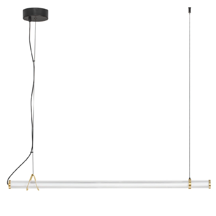 LUCES ELIOT złoto-czarna lampa wisząca LED 20W szklana rura 102cm