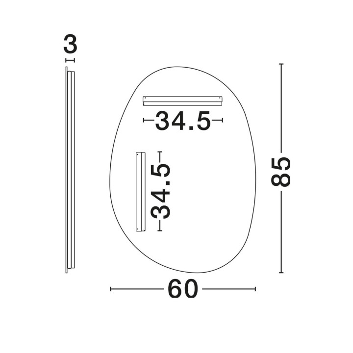 LUCES LORIN large 85x60cm designer LED bathroom mirror 37W, 3000K IP44