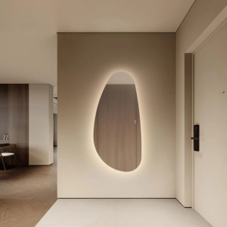 LUCES LORIN duże, pionowe designerskie lustro LED 140cmx70cm 3000K IP44