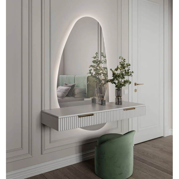 LUCES LORIN duże, pionowe designerskie lustro LED 140cmx70cm 3000K IP44
