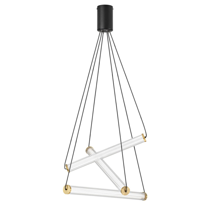 LUCES ELIOT gold and black LED pendant light 33W, 55cm glass tubes