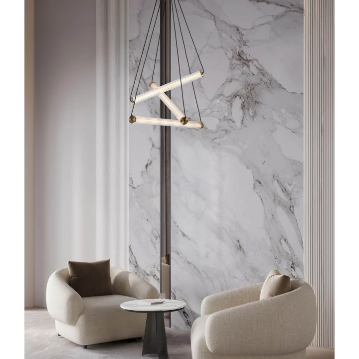 LUCES ELIOT złoto-czarna lampa wisząca LED 33W szklane rurki 55cm