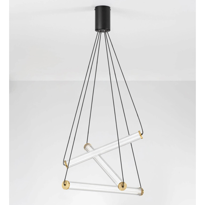 LUCES ELIOT złoto-czarna lampa wisząca LED 33W szklane rurki 55cm
